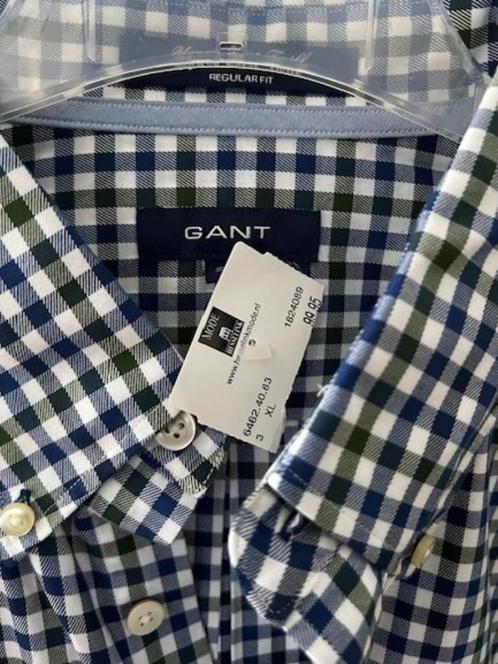 Nieuw Gant overhemd mt XL wit groen blauw blokje., Kleding | Heren, Overhemden, Nieuw, Halswijdte 41/42 (L), Blauw, Verzenden