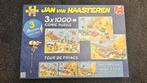 Uniek drieluik TOUR DE FRANCE Jan van Haasteren 3x1000, Ophalen of Verzenden, 500 t/m 1500 stukjes, Zo goed als nieuw, Legpuzzel