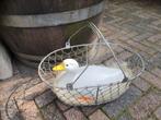 Brocante mand met keramieke eend/stenen/aardewerk eend, Ophalen of Verzenden
