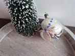 Vintage kerstbal bloem en blauwe stippen 488, *, Gebruikt, *, Ophalen of Verzenden