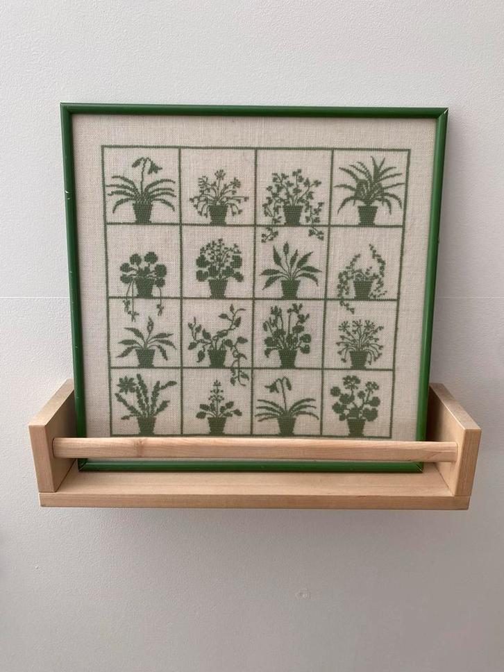 Vintage Geborduurd Schilderij - Planten, Jaren 60/70, Antiek en Kunst, Antiek | Kleden en Textiel, Ophalen of Verzenden