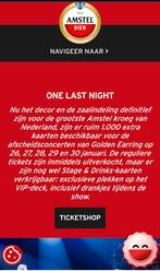 Amstel live one last night golden earring, Tickets en Kaartjes, Twee personen, Januari