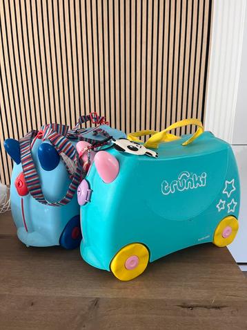 2 Trunki Kinderkoffers - Blauw & Groen/Geel beschikbaar voor biedingen