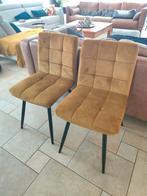 Twee oker gele eetkamerstoelen - gebruikt, Huis en Inrichting, Stoelen, Ophalen, Twee, Overige kleuren, Stof