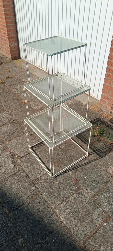 Draadstaal Max Sauzen Nesting Tables, Huis en Inrichting, Tafels | Bijzettafels, Gebruikt, Vierkant, Minder dan 45 cm, Minder dan 55 cm
