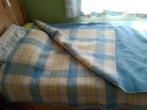 Wollen deken licht ijs blauw geel geruit, uit Leek 200 cm x, Blauw, Tweepersoons, Ophalen of Verzenden, Deken of Dekbed