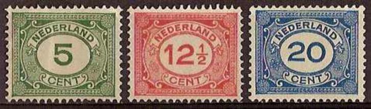 Nederland NVPH nr 107/9 ongebruikt Cijfer 1921-22, Postzegels en Munten, Postzegels | Nederland, Postfris, T/m 1940, Verzenden