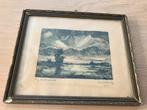 Schilderij Pie Schmitz landschap gekleurde tekening 1940, Ophalen of Verzenden