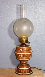 Retro lamp in olielampstijl met keramiek voet, Ophalen, Zo goed als nieuw, Glas, Minder dan 50 cm