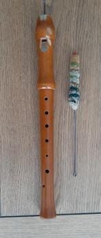 Vintage Oude Houten Adler Blokfluit met Onderhoudsborsteltje, Ophalen, Gebruikt