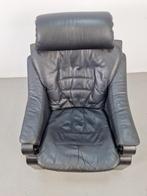 Vintage fauteuil Skipper Mobler Apollo Deens zwart leer '70, Huis en Inrichting, Fauteuils, Ophalen, Minder dan 75 cm, Vintage