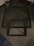 Moderne vierkante salontafel met glazen blad, Huis en Inrichting, Vierkant, Minder dan 50 cm, 50 tot 100 cm, Ophalen of Verzenden