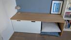 Ikea Smastad speelgoedkist/bank + eikenhouten bureau, Ophalen, Zo goed als nieuw
