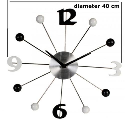 wandklok Zwart Wit diameter 40 cm - aluminium, Huis en Inrichting, Woonaccessoires | Klokken, Nieuw, Wandklok, Analoog, Ophalen of Verzenden