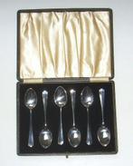 Set van zes sterling zilver koffielepels in luxe leren etui., Antiek en Kunst, Antiek | Goud en Zilver, Ophalen of Verzenden, Zilver