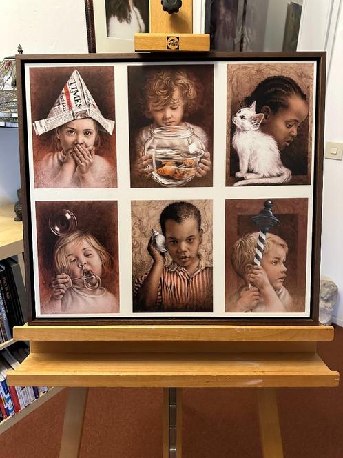 Kunst: 'Kinderspel' van Poen de Wijs, onroerend en fraai, Antiek en Kunst, Kunst | Schilderijen | Modern, Verzenden