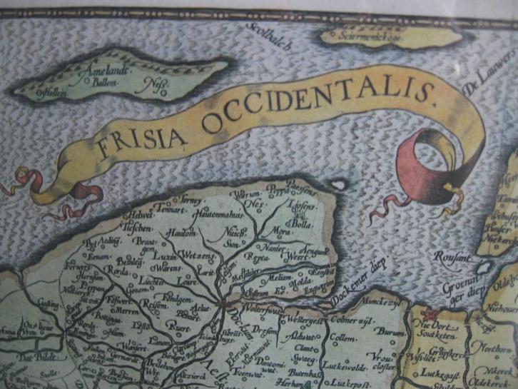 Een ingelijste landkaart, Boeken, Atlassen en Landkaarten, Zo goed als nieuw, Landkaart, Nederland, Voor 1800, Ophalen of Verzenden