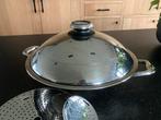 Grote AMC premium wok inhoud 5,6 liter, Huis en Inrichting, Ophalen of Verzenden, Zo goed als nieuw, Rvs, Keramische plaat