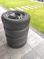 Set winterbanden op stalen velgen met wieldoppen, Ophalen, Gebruikt, 16 inch, Banden en Velgen