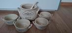 Country Stoneware soepterrine en 4 soepkommen, Ophalen of Verzenden, Zo goed als nieuw, Kom(men), Overige stijlen