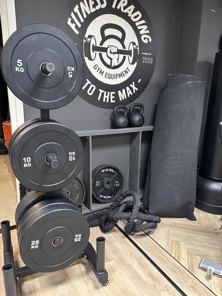 Zwarte bumperplates/fitness schijven, nieuw! Sets of ranges!, Sport en Fitness, Fitnessmaterialen, Nieuw, Ophalen of Verzenden