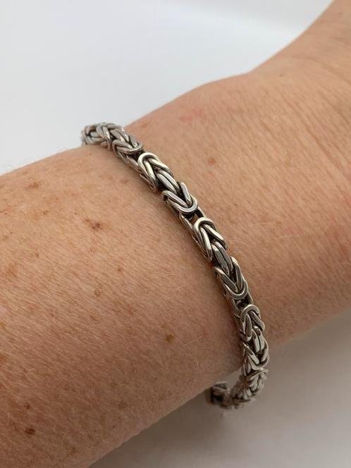 R602 Prachtige zilveren armband koningsschakel, Sieraden, Tassen en Uiterlijk, Armbanden, Zilver, Zilver, Verzenden