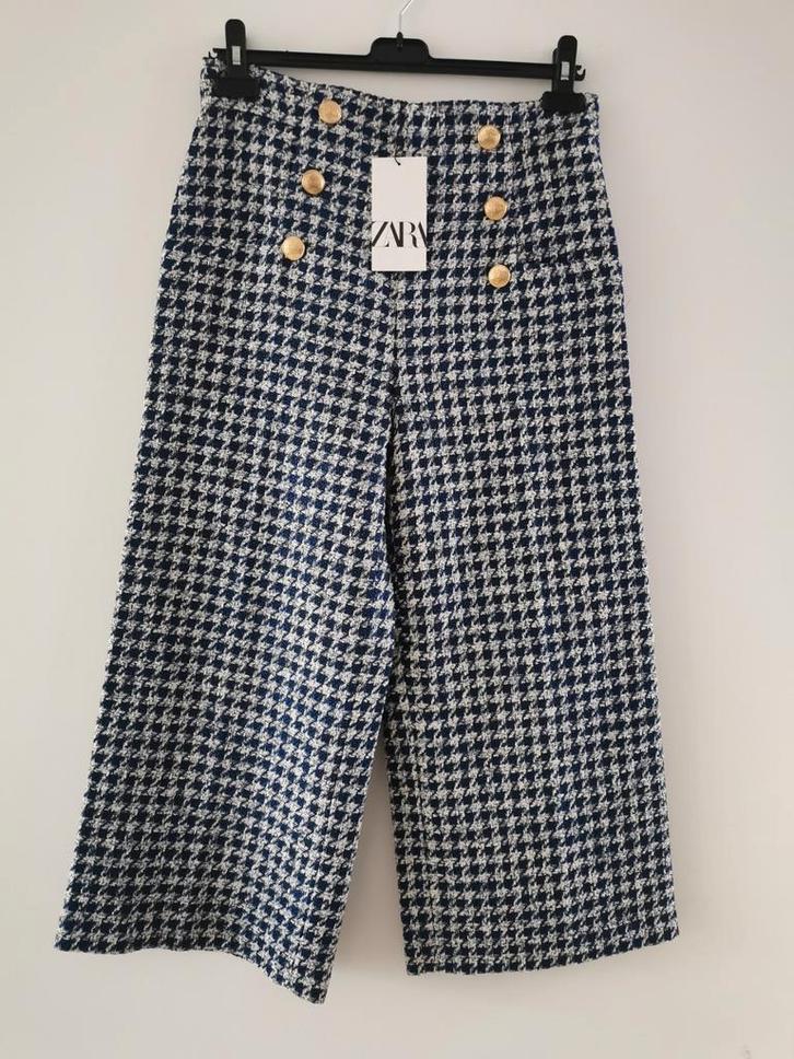ZARA culotte-broek met sierknopen mt. L, Kleding | Dames, Broeken en Pantalons, Nieuw, Maat 42/44 (L), Blauw, Lang, Verzenden