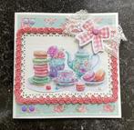 Nr 61 wenskaart met haakwerk koffie koekjes  macarons, Ophalen of Verzenden, Nieuw, Overige thema's
