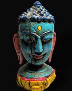 Antiek Boeddha Hoofd hout zeldzaam en uniek, Antiek en Kunst, Ophalen of Verzenden