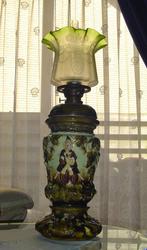 Antieke Majolica Olielamp, Antiek en Kunst, Antiek | Lampen, Ophalen of Verzenden