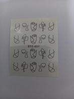 Velletje nagel water decals stickers STZ-651 kunst figuren, Sieraden, Tassen en Uiterlijk, Verzenden, Zwart, Nieuw, Handen en Nagels