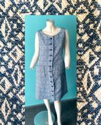 Vintage originele jaren 70 jurk blauw/wit maat 40, Maat 38/40 (M), Vintage, Knielengte, Gedragen