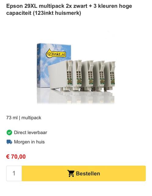 Epson 29XL Multipack - 123inkt Huismerk, Computers en Software, Printerbenodigdheden, Nieuw, Cartridge, Ophalen of Verzenden
