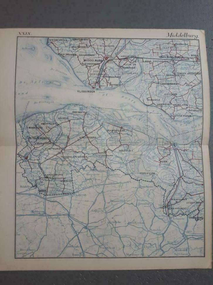 29 /Middelburg/Borssele/ Breskens/ Cadzand/ Goes/ Litho 1885, Antiek en Kunst, Kunst | Litho's en Zeefdrukken, Ophalen of Verzenden