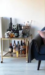 Vintage hollywood regency drank trolley in messing, Huis en Inrichting, Tafels | Sidetables, Ophalen, 50 tot 100 cm, Glas, Regency