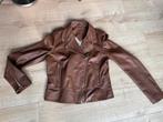 Bruine leren biker jack dames, Kleding | Dames, Jassen | Zomer, Ophalen of Verzenden, Zo goed als nieuw, Maat 38/40 (M), Bruin