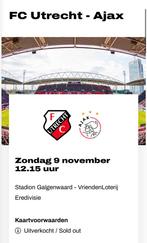 2 e-tickets FC Utrecht - Ajax zondag 9 nov, Tickets en Kaartjes, Losse kaart, Twee personen, November