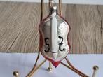 Mooie Antiek Vintage Kerstbal Viool Contrabas Rood Zilver, Diversen, Kerst, Ophalen of Verzenden, Gebruikt