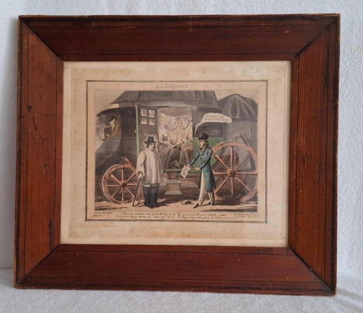 W.P. + Etch’d by G.C.k, G. Humphrey,La Diligence, satirisch, Antiek en Kunst, Kunst | Schilderijen | Klassiek, Ophalen of Verzenden