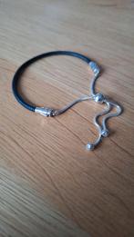 Pandora leer met zilver, verstelbaar 24 euro, Ophalen of Verzenden, Zo goed als nieuw, Zilver, Zilver