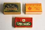 oude shag verpakkingen sun  maple leaf unic nederland, Verzamelen, Rookartikelen, Aanstekers en Luciferdoosjes, Ophalen of Verzenden