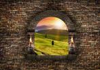 17 Raam Landschap Vlies Fotobehang 350x250cm in 3maten Nieuw, Ophalen of Verzenden, Nieuw