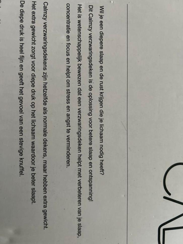 Camzy verzwaringsdeken 9kg + uitwisbare hoes!, Huis en Inrichting, Slaapkamer | Beddengoed, Zo goed als nieuw, Deken of Dekbed