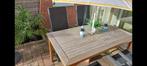 Fijne Tuinset Teakhoutentafel,  4 standenstoelen., Tuin en Terras, Tuintafels, Ophalen, Gebruikt, Rechthoekig, Teakhout