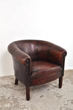 Vintage club chair lederen fauteuil stoel, Huis en Inrichting, Fauteuils, Ophalen of Verzenden, Gebruikt, Minder dan 75 cm, 75 tot 100 cm