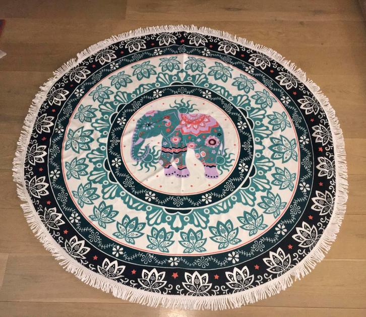Nieuw rond strandlaken met olifant -boho- Bali stijl, Huis en Inrichting, Badkamer | Badtextiel en Accessoires, Nieuw, Handdoek