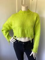 Als nieuw: cropped ZARA trui groen neon fluor gerafeld mt. M, Groen, Zara, Maat 38/40 (M), Ophalen of Verzenden