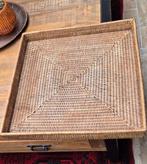 Birma rieten dienblad 52 x 52 cm, Ophalen of Verzenden, Zo goed als nieuw, Hout