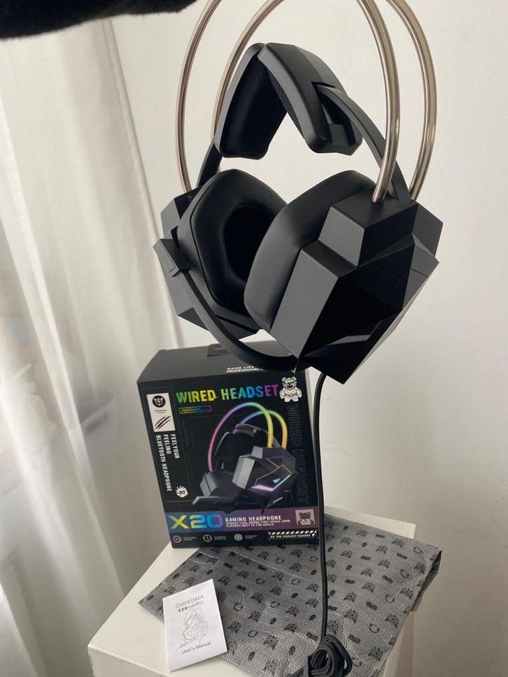 ONIKUMA X20 Pro RGB Gaming Headset --SRS Microfoon PS5/PC, Computers en Software, Headsets, Nieuw, On-ear, Bedraad, Gaming headset