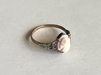 Antieke ring Engels 9 kt goud zilver camee diamant, Sieraden, Tassen en Uiterlijk, Antieke sieraden, Ophalen of Verzenden, Goud